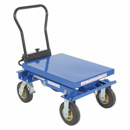 VESTIL Blue Rough Terrain Elevating Cart 400 lb Capacity 27.5 x 20.5 CART-PN-400